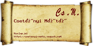 Csetényi Máté névjegykártya
